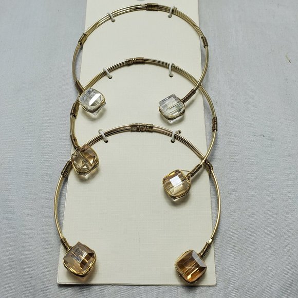 C.A.K.E. 3pc gold with multi stone cuff bracelet - Picture 4 of 6